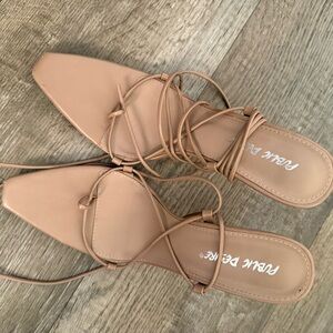 Public Desire Nude Lace-Up Sandals